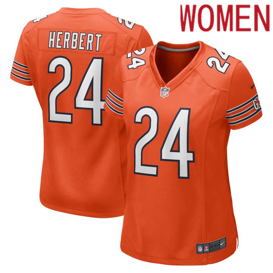 Women Chicago Bears #24 Khalil Herbert Nike Orange Alternate Game Player NFL Jersey